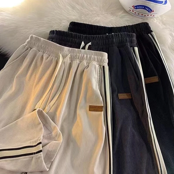 Corduroy Sweatpants Women Y2K High Waist Drawstring Wide Leg Trousers Bf Vintage Korean Streetwear All-Match Warm Straight Pants