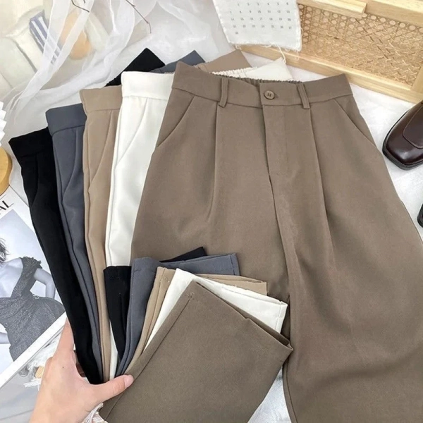 Fall Spring Black Suit Haren Pants Women Fashion Elastic High Waist Casual Trousers Woman Korean Style Solid Office Pant 2024