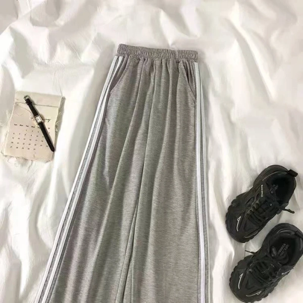 Korean Oversize 4Xl Striped Sweatpants Women High Waist Casual Wide Leg Pant Harajuku Preppy Style Loose Pockets Trousers