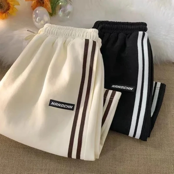 Striped Shorts Women Summer Streetwear Loose Wide Leg Shorts Korean Casual Elastic Waist Sports Shorts Bf Couple Oversized