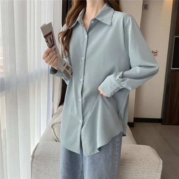 Women Chiffon White Shirts Korean Fashion Solid Loose Long Sleeve Tops Office Ladies Elegant Casual All Match Blouses Spring New