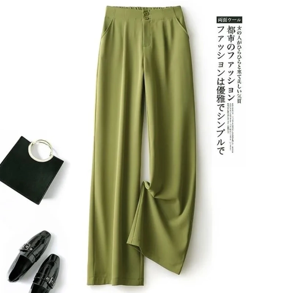 Styledfusion Fashion Loose Office Lady Wide Leg Pants Casual Korean Women Elastic High Waist Straight Trousers Summer Suit Pants New