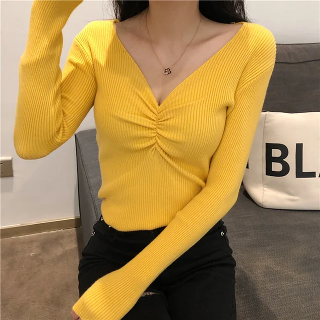 Sexy V Neck Women Sweater 